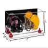 Better Display Cases Acrylic Double Mini - Miniature (not Full Size) Football Helmet or Mini Goalie Mask Display Case with Mirror Case, Red Risers and Clear Base (A019-RR) view 2