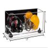 Better Display Cases Acrylic Double Mini - Miniature (not Full Size) Football Helmet or Mini Goalie Mask Display Case with Mirror Case, Black Risers and Clear Base (A019-BR) view 2
