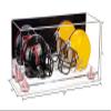 Better Display Cases Acrylic Double Mini - Miniature (not Full Size) Football Helmet or Mini Goalie Mask Display Case with Mirror Case, Pink Risers and Clear Base (A019-PNR) view 2