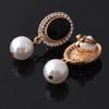 Grace Jun Gold Plated Rhinestone Crystal Simulated Pearl Clip-on Drop Earrings (XHEJ256-Black) view 2
