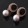 Grace Jun Gold Plated Rhinestone Crystal Simulated Pearl Clip-on Drop Earrings (XHEJ256-Black) view 3