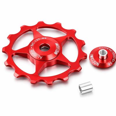 11T/13T Derailleur Pulley Aluminium Alloy Wheel Rear Derailleur Pulley Wheel Pulley (13T Red)
