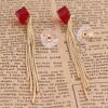 Grace Jun Gold Plated Austrian Crystal Long Tassel Drop Earrings for Women (XHEJ238-Ear needle) view 4