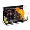 Better Display Cases Acrylic Double Mini - Miniature (not Full Size) Football Helmet or Mini Goalie Mask Display Case with Mirror Case, Wall Mount, Yellow Risers and Clear Base (A019-YR) view 2