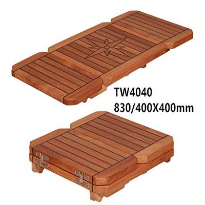 ZY 830/400X400mm Folding Sideway Wing Teak Table Top with Nautic Star Marine Boat RV TW4040 (TW4040+P4 Table Pedestal)