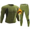 UNIQUEBELLA Men's Thermal Underwear Sets Top & Long Johns Fleece Sweat Quick Drying Thermo Base Layer Green view 1