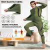 UNIQUEBELLA Men's Thermal Underwear Sets Top & Long Johns Fleece Sweat Quick Drying Thermo Base Layer Green view 3