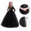 Flower Girl Lace Bridesmaid Dress 3/4 Sleeves Pageant Ball Gowns Princess Puffy Tulle Wedding Party Dresses Black 7-8 Years view 3