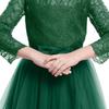 Flower Girl Lace Bridesmaid Dress 3/4 Sleeves Pageant Ball Gowns Princess Puffy Tulle Wedding Party Dresses Dark Green 3-4 Years view 2