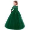 Flower Girl Lace Bridesmaid Dress 3/4 Sleeves Pageant Ball Gowns Princess Puffy Tulle Wedding Party Dresses Dark Green 3-4 Years view 3