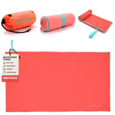 meteor Microfibre Towel Quick Dry Gym Pool Fitness Swimming Travel Camping Beach Yoga Pilates Bath Shower Absorbent Compact Lightweight Dry Pet Drying (Pink, 16,5 x 21,5 inch / 42 x 55 cm)
