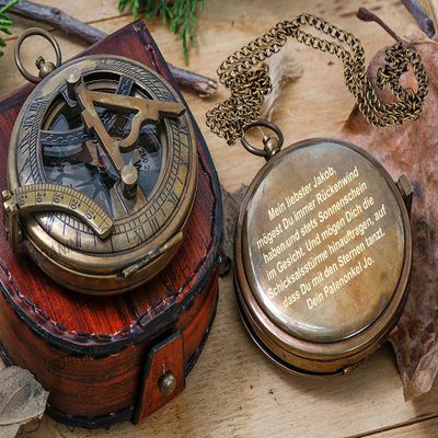 Royalmart Brass Nautical Compass | Engraved Antique-Style Working Compass with Leather Box | Vintage Gift for Graduation, Anniversary, Baptism, Boy Scout, or Christmas
