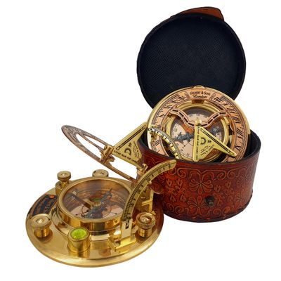 Personalized Engraved Brass Compass | Vintage Custom Sundial Compass with Leather Gift Box | Wedding, Groomsmen, Graduation, Baptism, Anniversary, Boy Scouts, Nautical Gift