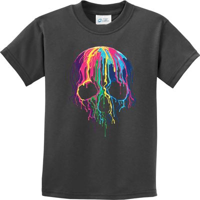 Buy Cool Shirts Halloween Melting Skull Youth Kids Shirt, Charcoal XL