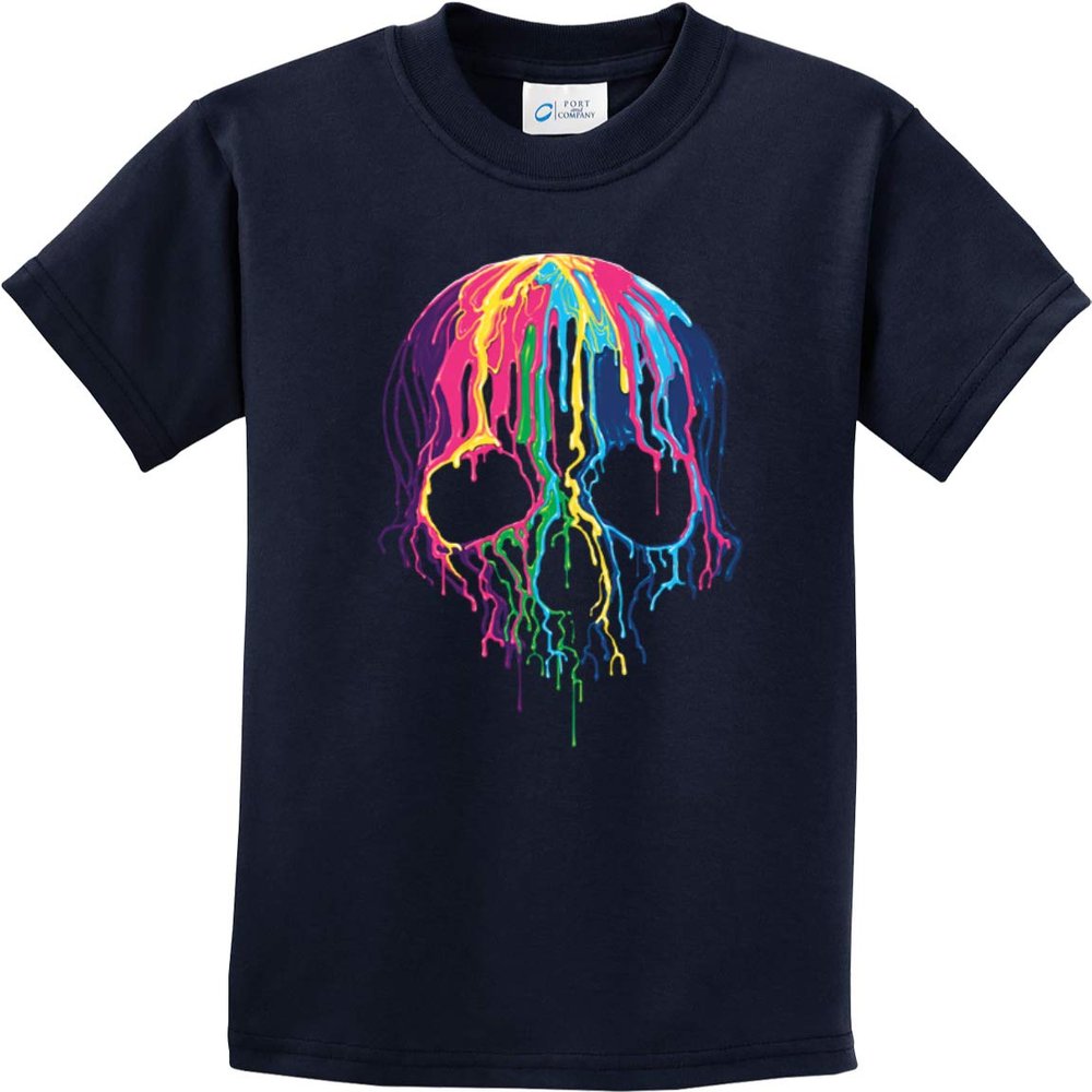 Buy Cool Shirts Halloween Melting Skull Youth Kids Shirt, Navy Small