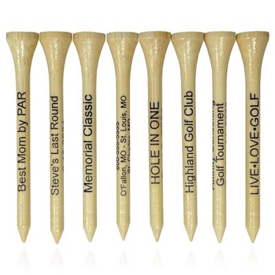 3  Bamboo Golf Tees, Customizable Golf Tees with 27 Characters for Messages Imprinted in Your Chosen Color, Essential Equipment & Ideal Gift for Golfers, Pack of 1000, Natura