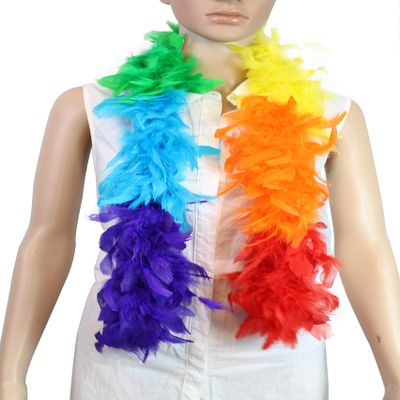 Flydreamfeathers Feather Boa 25 Gram, 4 Feet Long Chandelle Feather Boa, Great for Party, Wedding, Halloween Costume, Christmas Tree, Decoration (rainbow color)