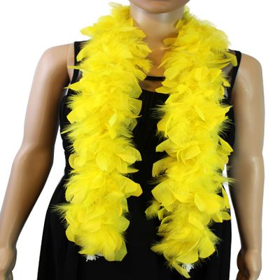 Flydreamfeathers Feather Boa 25 Gram, 4 Feet Long Chandelle Feather Boa, Great for Party, Wedding, Halloween Costume, Christmas Tree, Decoration (light yellow color)