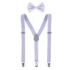 CTM Men's Solid Fashion Color Bow Tie and Suspender Set, Light Grey view 1
