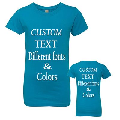 Custom Made Girls Princess Crew Tee, Design Your Own, Custom Text, Personalize Your Tee Turquoise