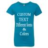 Custom Made Girls Princess Crew Tee, Design Your Own, Custom Text, Personalize Your Tee Turquoise view 2