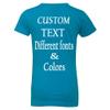 Custom Made Girls Princess Crew Tee, Design Your Own, Custom Text, Personalize Your Tee Turquoise view 3