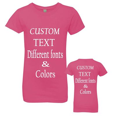 Custom Made Girls Princess Crew Tee, Design Your Own, Custom Text, Personalize Your Tee Hot Pink