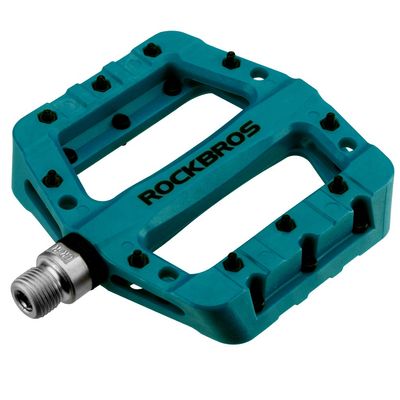 RockBros Lightweight Mountain Bike Pedals Nylon Fiber Bicycle Platform Pedals for BMX MTB 9/16" (Blue)
