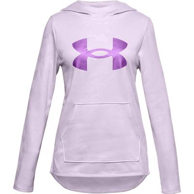 Under Armour Armour Fleece Big Logo Printed Hoodie, Crystal Lilac (570)/Exotic Bloom, Youth Large