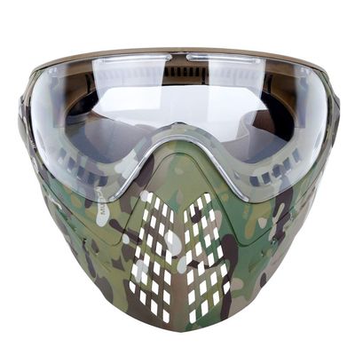 Hunting Explorer Tactical Anti-Fog Adjustable Airsoft Full face mask with Replaceable Goggles and Helmet Connector forAirsoft CS Paintball Outdoor Games.