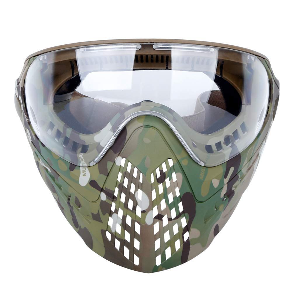 Hunting Explorer Tactical Anti-Fog Adjustable Airsoft Full face mask with Replaceable Goggles and Helmet Connector forAirsoft CS Paintball Outdoor Games.