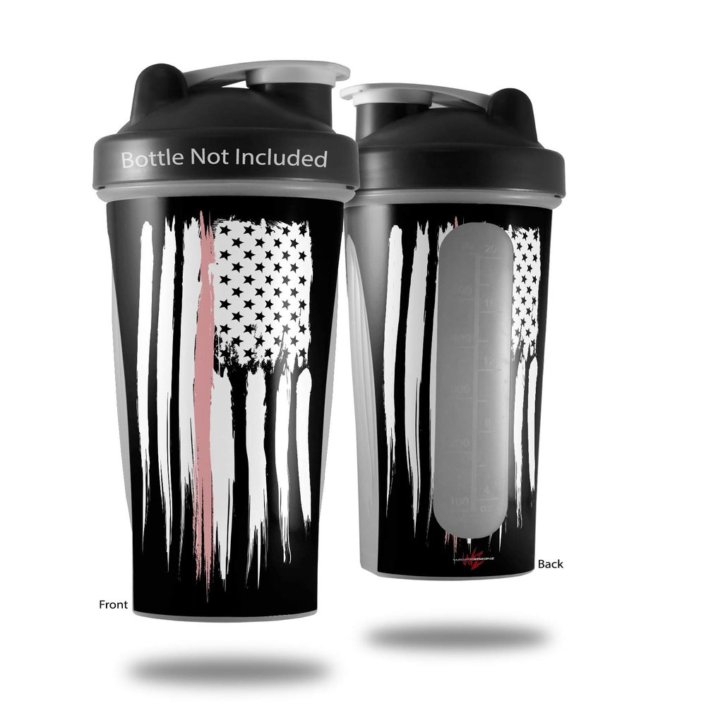 Skin Decal Wrap works with Blender Bottle 28oz Brushed USA American Flag Pink Line (BOTTLE NOT INCLUDED)