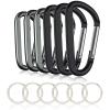 CampTek 6PCS Carabiner Caribeaner Clip,3" Large Aluminum D Ring Shape Carabeaner with 6PCS Keyring Keychain Hook (Black + Grey) view 1