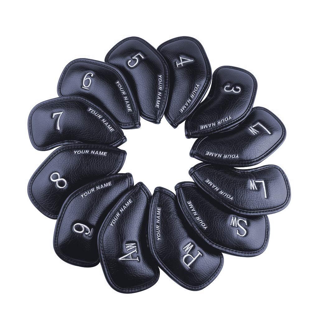 Craftsman Golf Custom 12pcs Thick Synthetic Leather Golf Iron Head Covers Set Headcover (Custom 1set Blue for Right (12pcs))