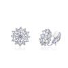 YOQUCOL Bright Cubic Zirconia Crystal Snowflake Flower Shape Clip On Stud Non Pierced Earrings For Women view 1