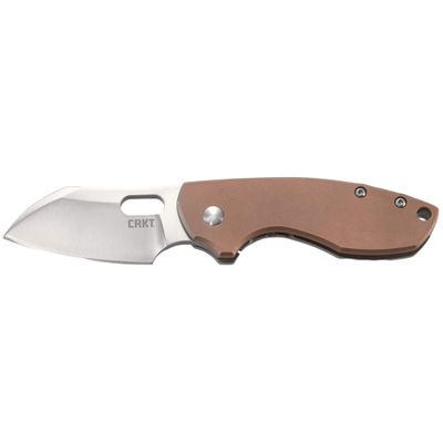 CRKT Pilar Copper EDC Folding Pocket Knife: Compact Everyday Carry, Satin Blade with Finger Choil, Thumb Slot Open, Frame Lock Stainless Handle, Reversible Pocket Clip 5311CU