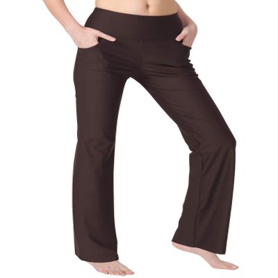 Zeronic Bootcut Yoga Pants for Women with Pockets High Waisted Workout Running Pants Tummy Control Long Bootleg Work Pants (Brown, Medium)