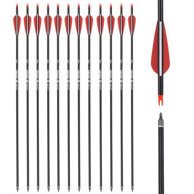 26 inch Carbon Arrow Hunting Arrows with 100 Grain Removable Tips for Archery Compound & Recurve & Traditional Bow Practice Shooting (Pack of 12)