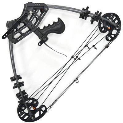 Archery Compound Bow 45lbs Dual-use Steel Ball Arrows Triangle Bow Hunting Catapult for Outdoor Hunting Fishing Competition Composite Bow (Black)