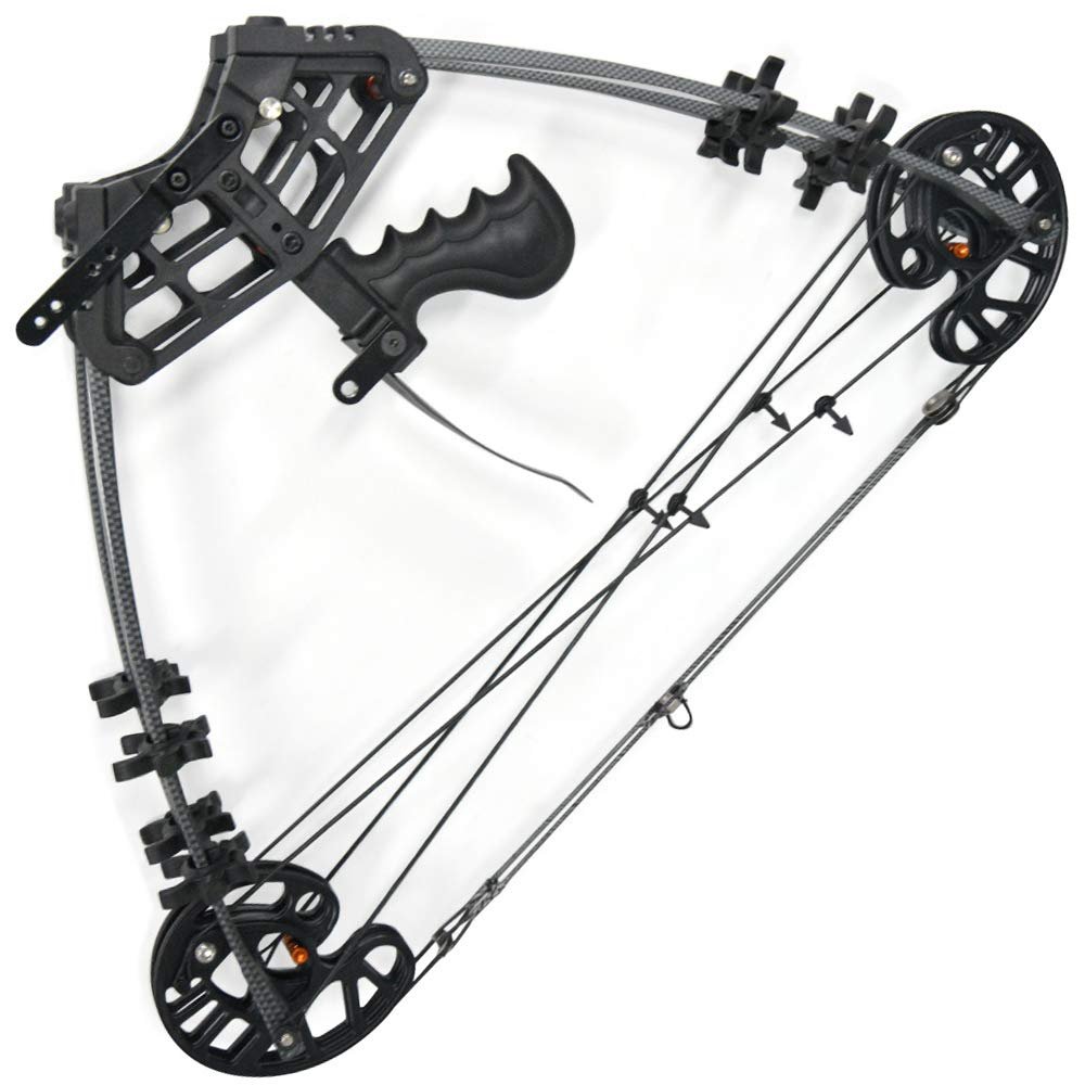 Archery Compound Bow 45lbs Dual-use Steel Ball Arrows Triangle Bow Hunting Catapult for Outdoor Hunting Fishing Competition Composite Bow (Black)