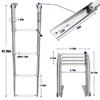 YOUNG MARINE 4 Steps Stainless Steel Drop Down Telescopic and Folding Boat Ladder with White Plastic Footboard,Over Platform Mounting view 2