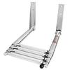 YOUNG MARINE 4 Steps Stainless Steel Drop Down Telescopic and Folding Boat Ladder with White Plastic Footboard,Over Platform Mounting view 4