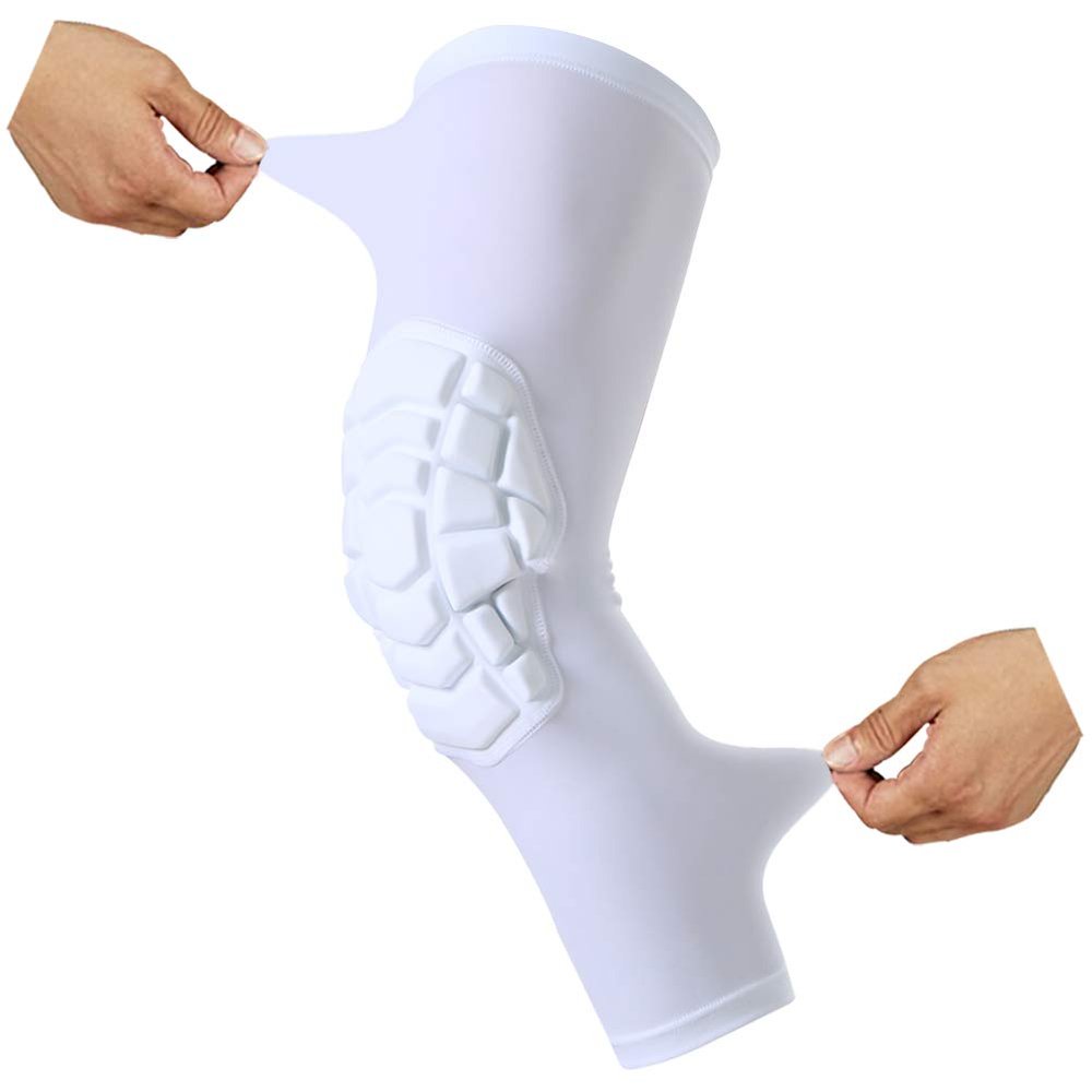 Knee Pads Compression Leg Sleeve Knee Sleeve for All Sports Wrestling Protector Gear, Youth & Adult Sizes, 1 Pair of Knee Paded (White_2 Pack, X-Large)