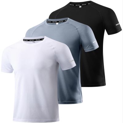 Boyzn Men's 3 Pack Athletic Shirts Quick Dry Short Sleeve Sport T-Shirt Moisture Wicking Workout Shirts Mesh Running Shirts for Men Black/White/Gray-3P06-XL