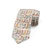 Ambesonne Men's Tie, Doodle Socks Pattern, 3.7", Eggshell Seafoam Mustard view 1