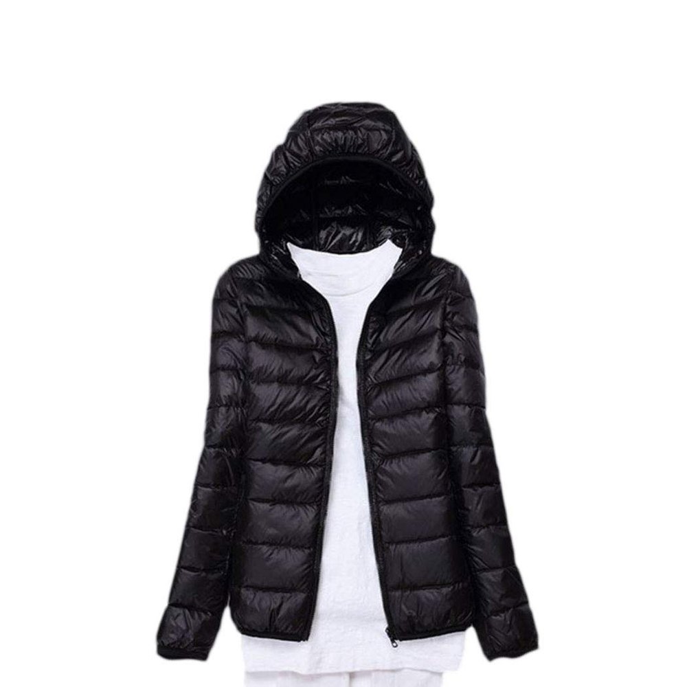 watersouprty Womens Lightweight Packable Down Jacket Hooded Winter Coat Sport Outdoor Padded Outwear Black
