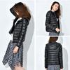 watersouprty Womens Lightweight Packable Down Jacket Hooded Winter Coat Sport Outdoor Padded Outwear Black view 2