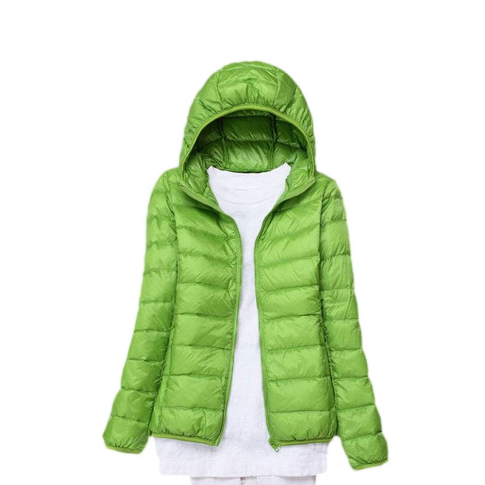watersouprty Womens Lightweight Packable Down Jacket Hooded Winter Coat Sport Outdoor Padded Outwear Green