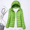 watersouprty Womens Lightweight Packable Down Jacket Hooded Winter Coat Sport Outdoor Padded Outwear Green view 2