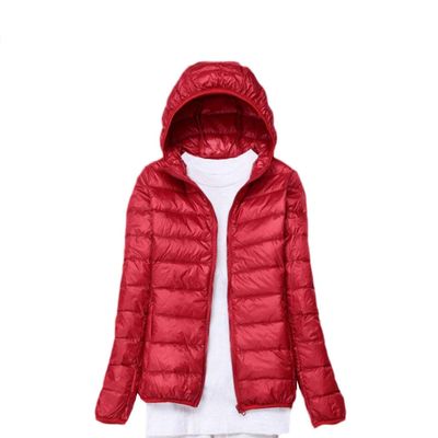 watersouprty Womens Lightweight Packable Down Jacket Hooded Winter Coat Sport Outdoor Padded Outwear Red